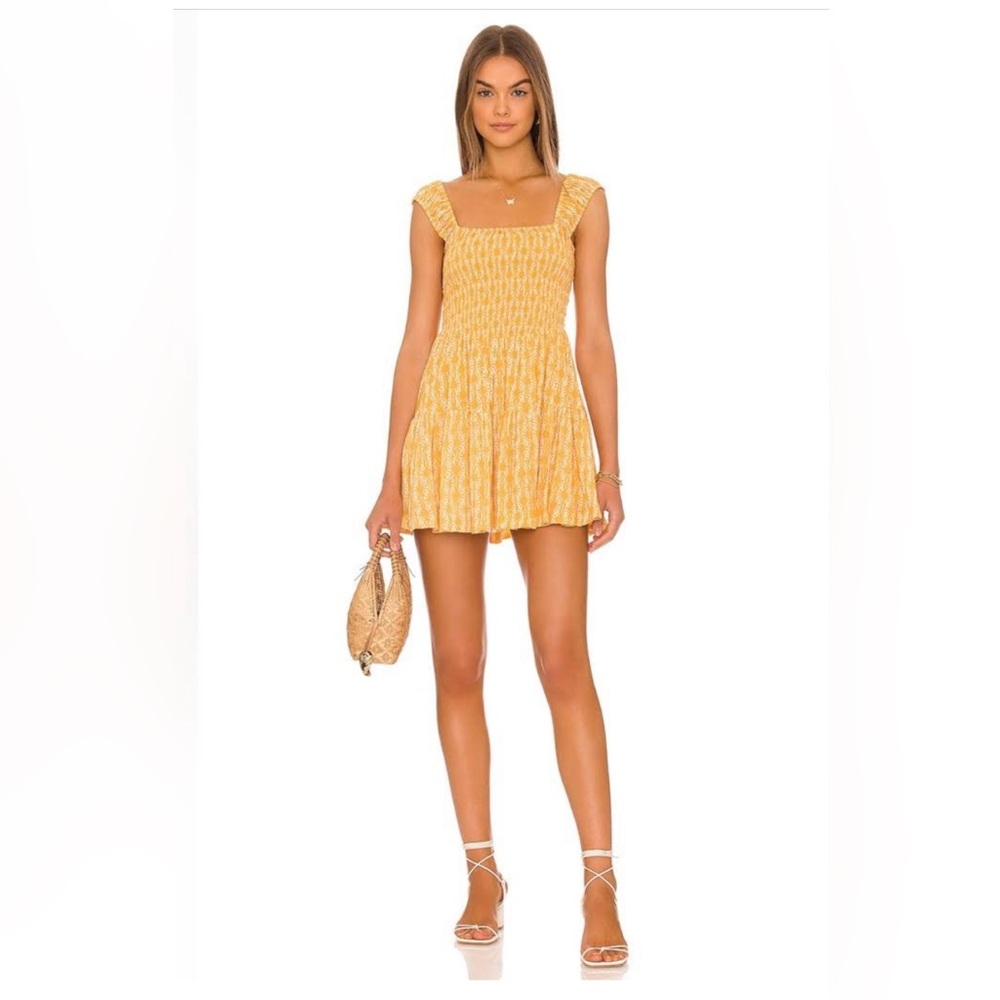 Free People Sweet Annie Mini Dress Sun Smocked Flutter Sleeve - Picture 3 of 9